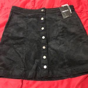 Black corduroy button down skirt